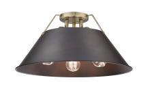  3306-3FM AB-RBZ - Orwell AB 3 Light Flush Mount in Aged Brass with Rubbed Bronze shade